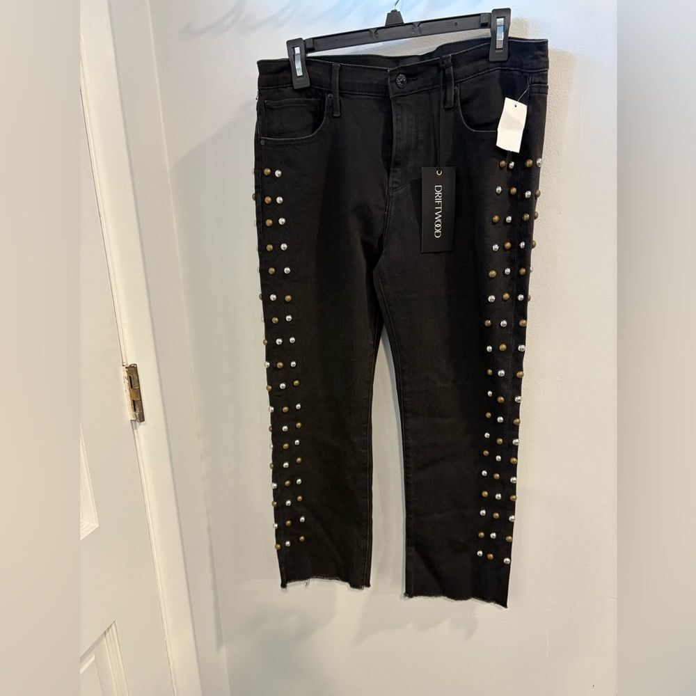 DRIFTWOOD Black Ankle Jeans with Gold And Silver Studs